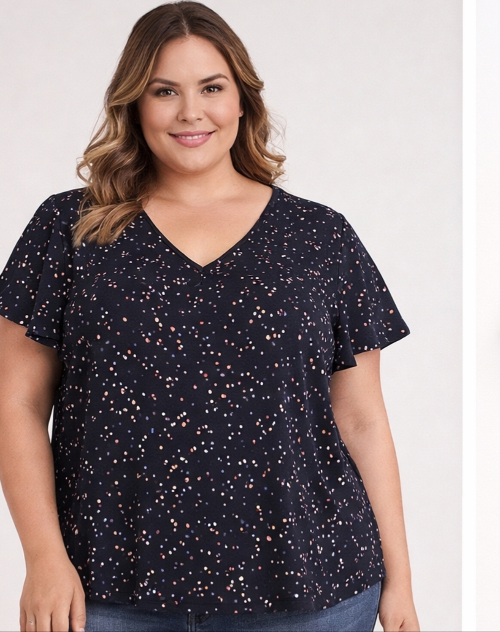 EVRI Confetti Speckled Print Blouse